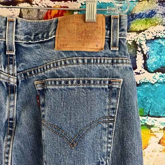 VINTAGE Y2K Levi's 550 Jeans Women 14 Mis M Relaxed Fit Tapered Leg Blue Denim L - Picture 8 of 9